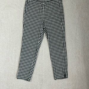 J Jill Stretch Pull On Pants Women 14 Black White Gingham Check Cotton Blend